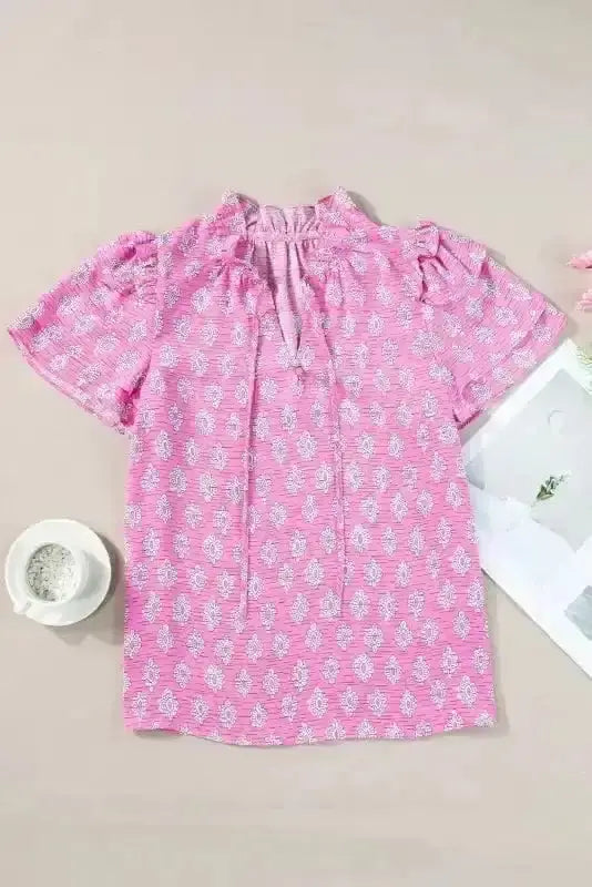 Pink Vintage Floral Blouse Women UK | Retro Style