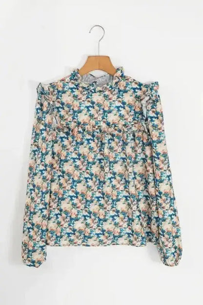 Floral Petal Print Puff Sleeve Blouse Women UK | Spring