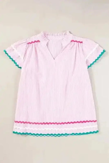 Sky Blue Striped Ruffled Sleeve Blouse Women UK | Rick Rack