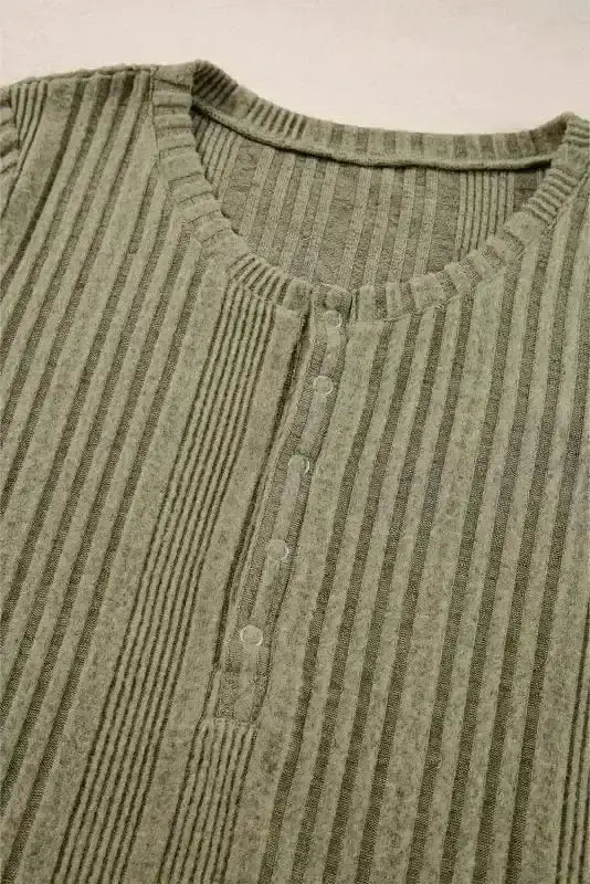 Green Solid Ribbed Sleek Fit Blouse Women UK | Casual