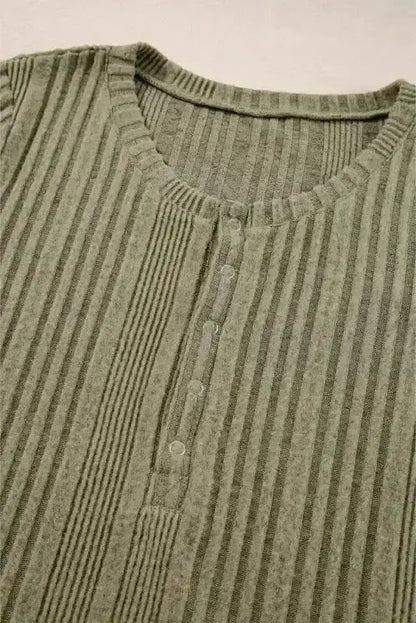 Green Solid Ribbed Sleek Fit Blouse Women UK | Casual