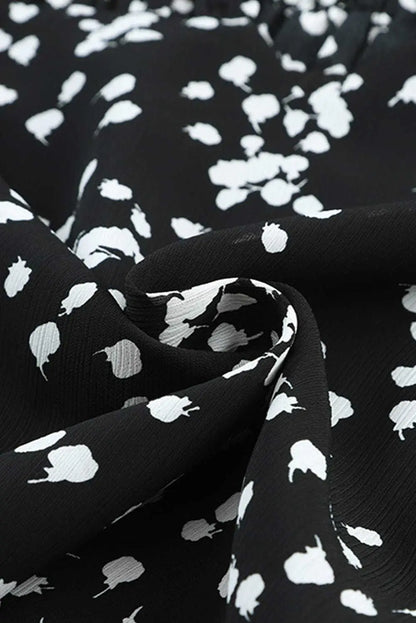 Floral Abstract Split Neck Crinkle Fabric Blouse Women UK