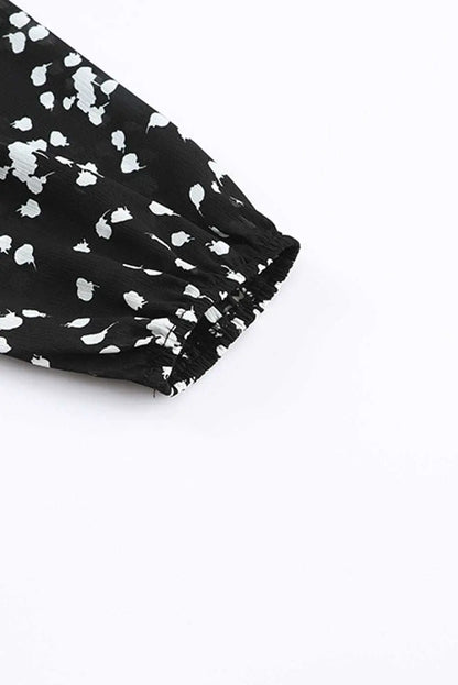Floral Abstract Split Neck Crinkle Fabric Blouse Women UK
