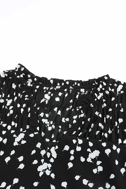 Floral Abstract Split Neck Crinkle Fabric Blouse Women UK