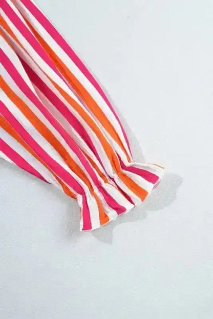 Striped Balloon Sleeve Textured Blouse Women UK | Summer