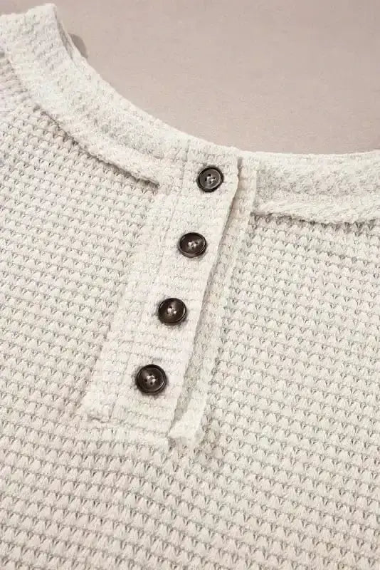 Waffle Knit Loose Fit Casual Top Women UK