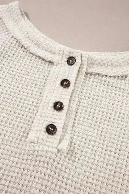 Waffle Knit Loose Fit Weekend Casual Top Women UK