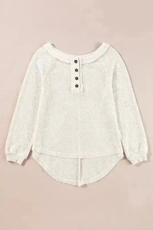 Waffle Knit Loose Fit Casual Top Women UK
