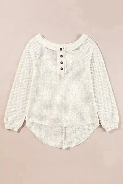 Waffle Knit Loose Fit Weekend Casual Top Women UK