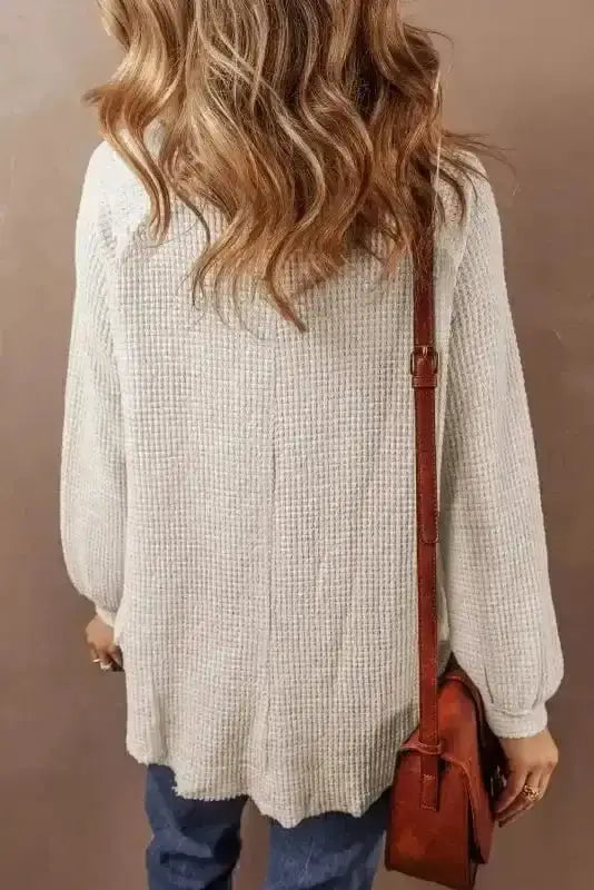 Waffle Knit Loose Fit Casual Top Women UK