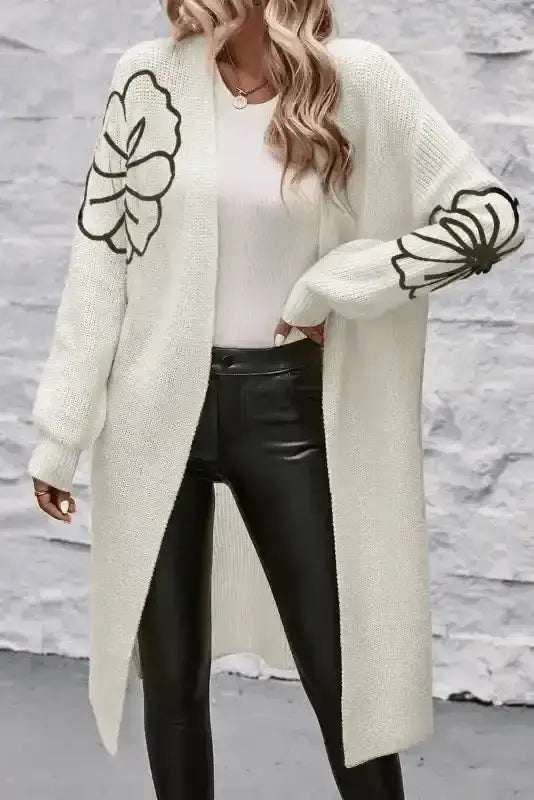 Embroidered Floral Duster Cardigan Women UK