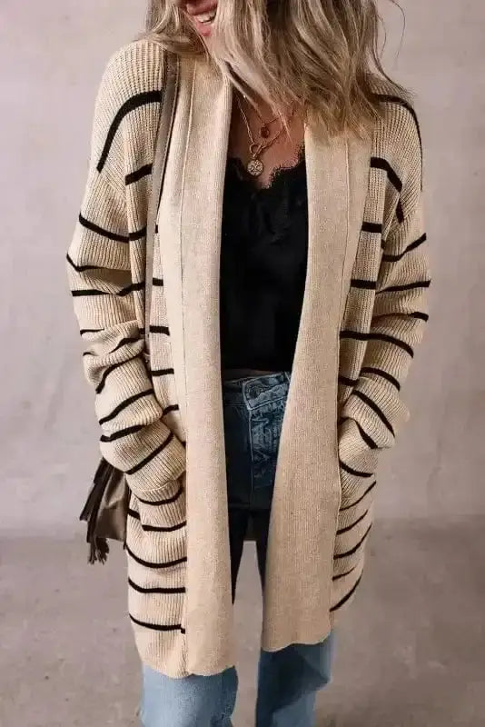 Shawl Collar Stripe Cardigan Women UK