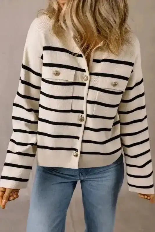 Sable Stripe Button Cardigan Women UK
