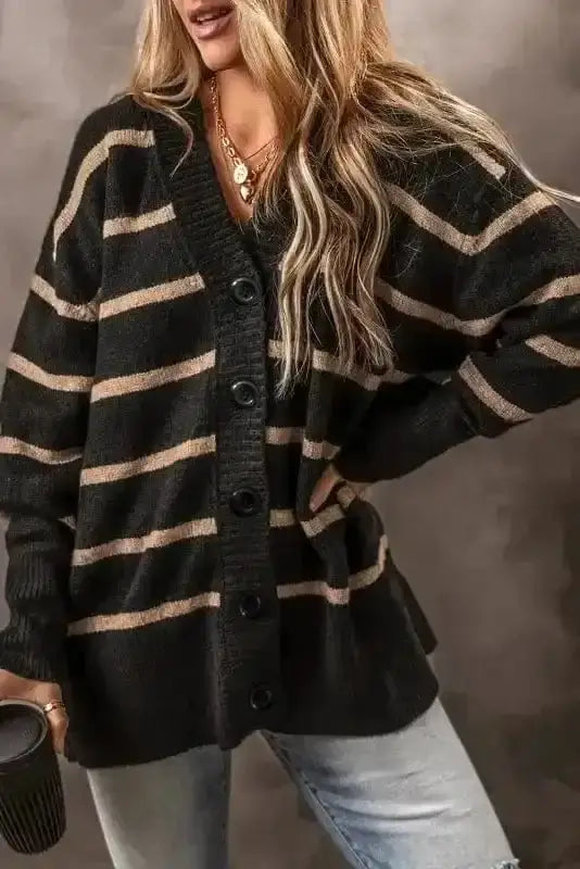 Relaxed Stripe Knit Cardigan Women UK