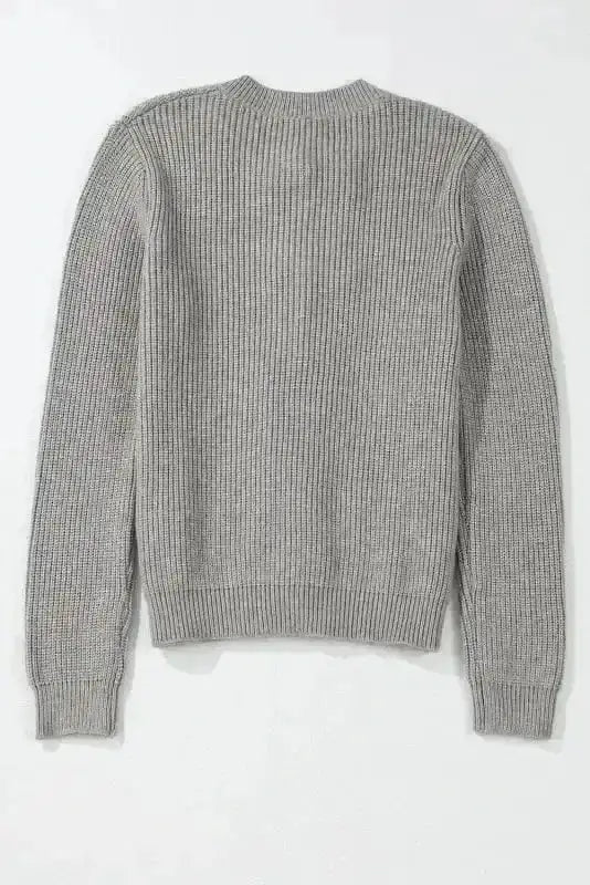 Grey Ribbed Bow Button Cardigan Women UK