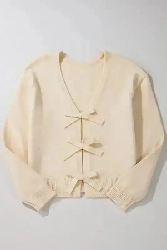 Bowknot Loose V-Neck Knit Cardigan Women UK