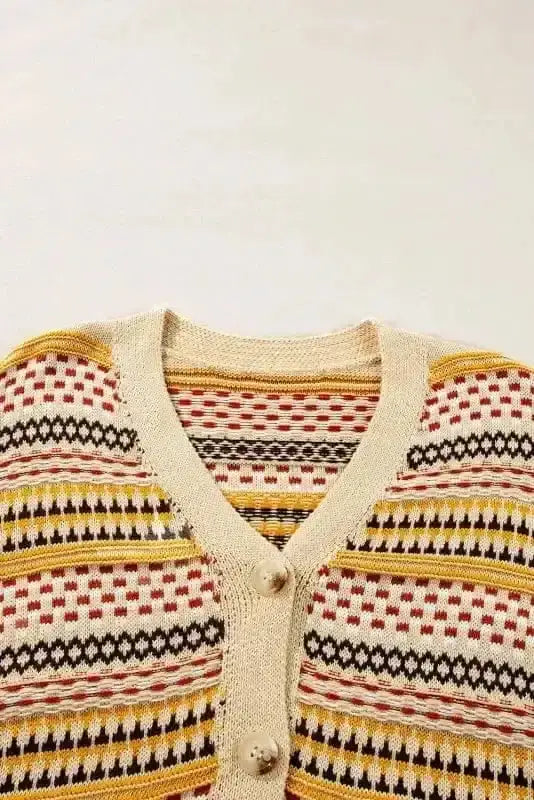 Khaki Buttoned Cropped Cardigan Women UK