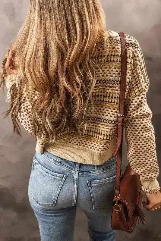 Khaki Buttoned Cropped Cardigan Women UK