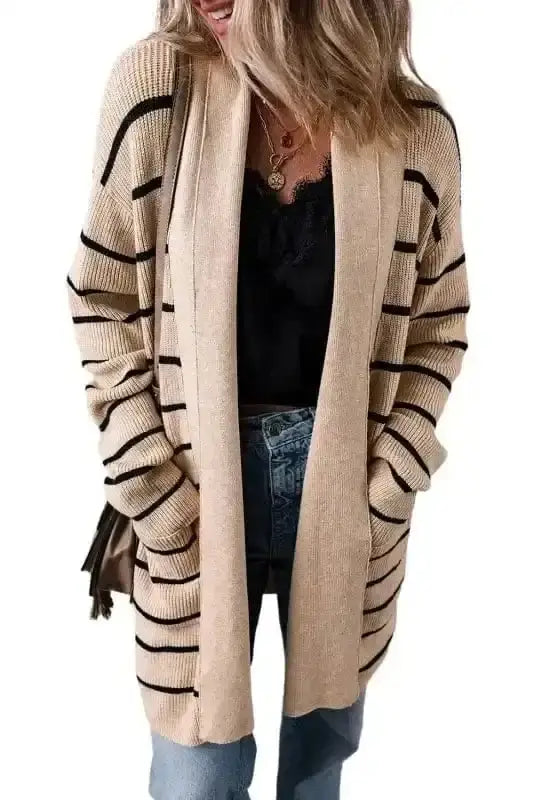 Shawl Collar Stripe Cardigan Women UK