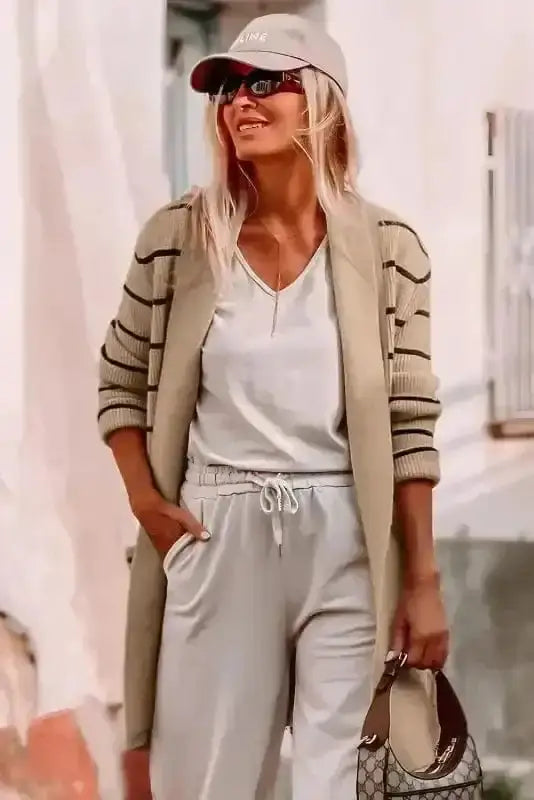 Shawl Collar Stripe Cardigan Women UK