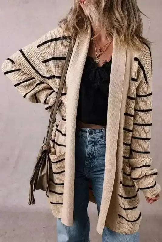 Shawl Collar Stripe Cardigan Women UK
