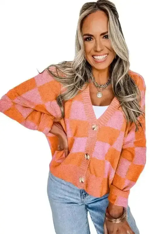 Checkered Open Front Cardigan Women UK