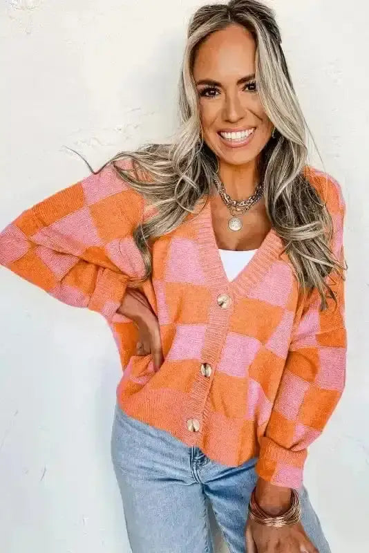 Checkered Open Front Cardigan Women UK