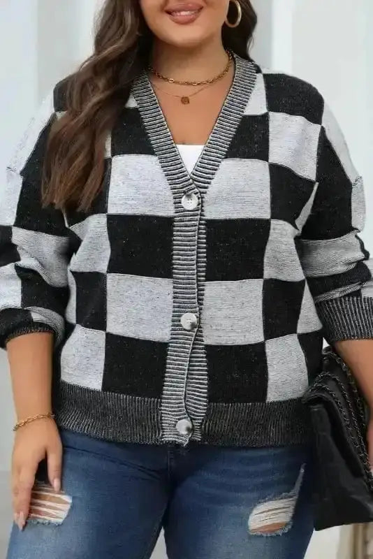 Checkered Open Front Cardigan Women UK