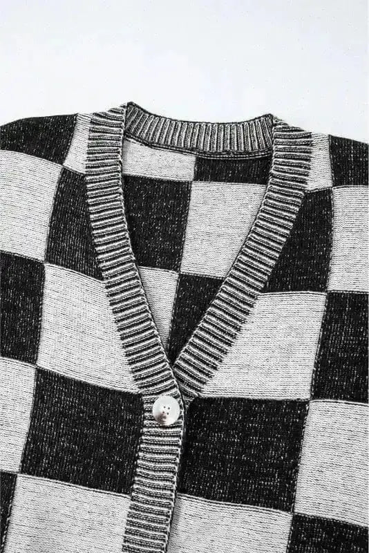 Checkered Open Front Cardigan Women UK