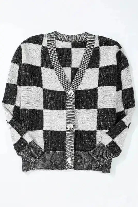 Checkered Open Front Cardigan Women UK