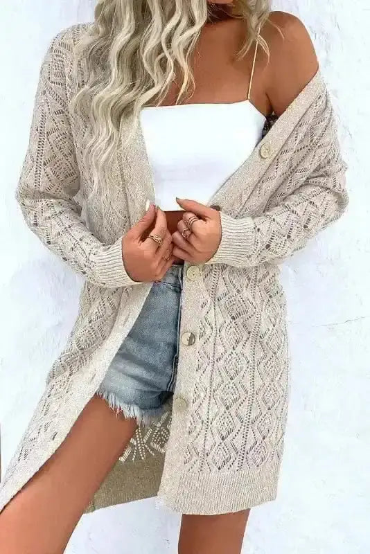 Cable Knit Cream Cardigan Women UK