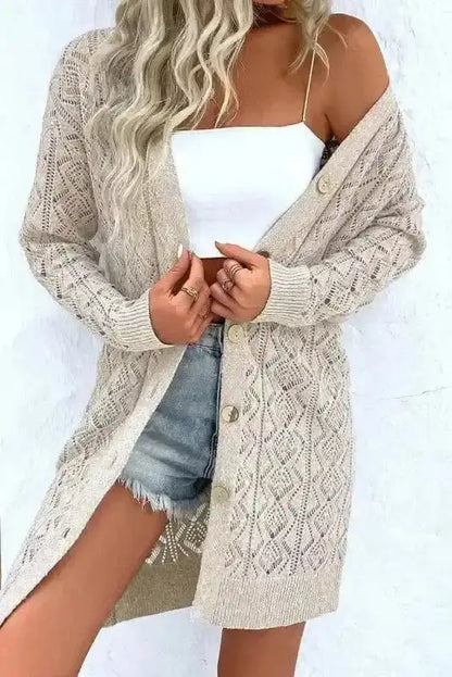 Cable Knit Eggshell Cardigan Women UK