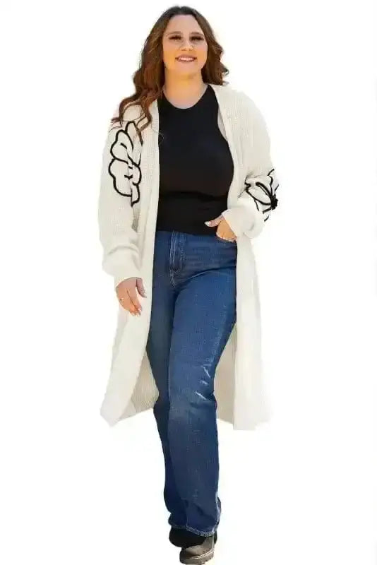 Embroidered Floral Duster Cardigan Women UK