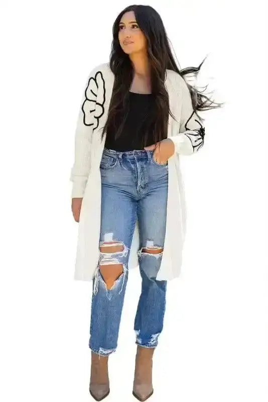 Embroidered Floral Duster Cardigan Women UK