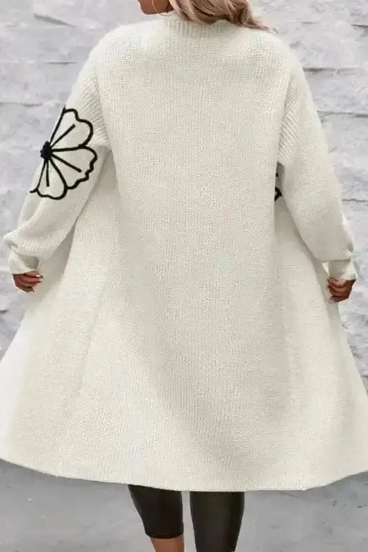 Embroidered Floral Duster Cardigan Women UK