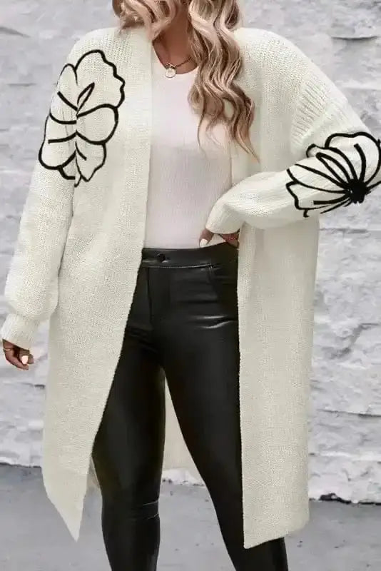 Embroidered Floral Duster Cardigan Women UK