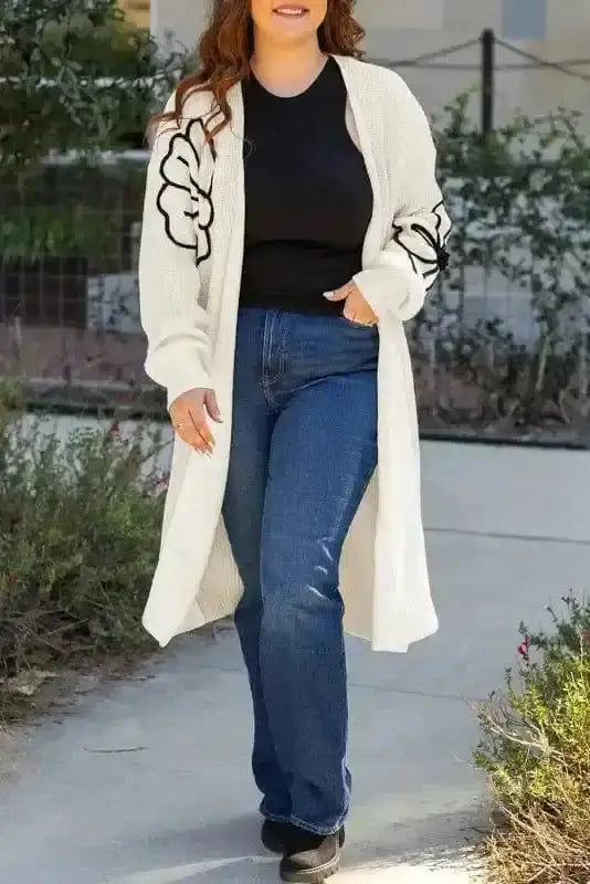 Embroidered Floral Duster Cardigan Women UK
