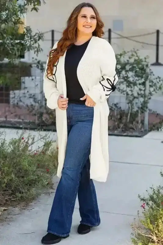 Embroidered Floral Duster Cardigan Women UK