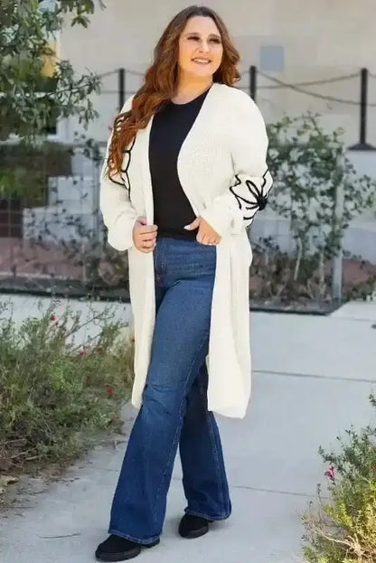 Embroidered Floral Duster Cardigan Women UK