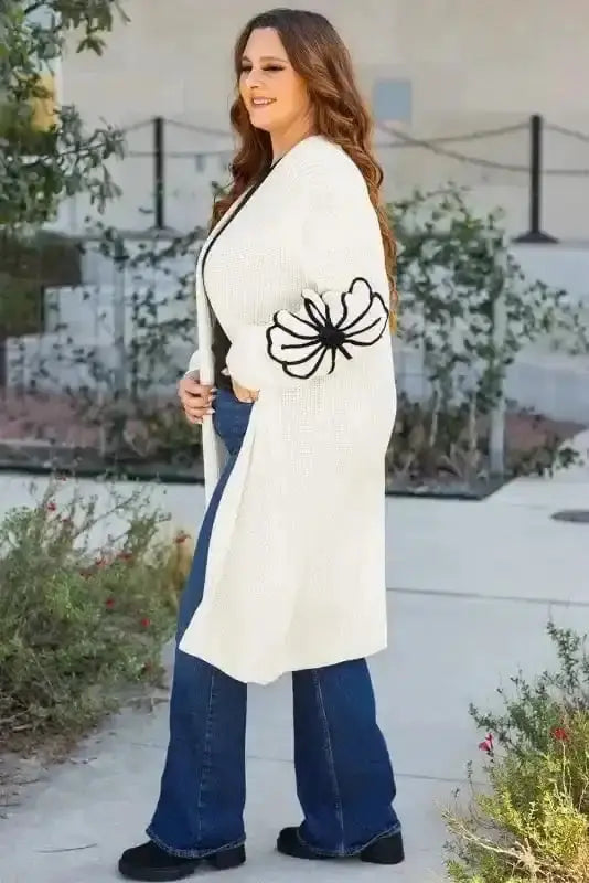 Embroidered Floral Duster Cardigan Women UK