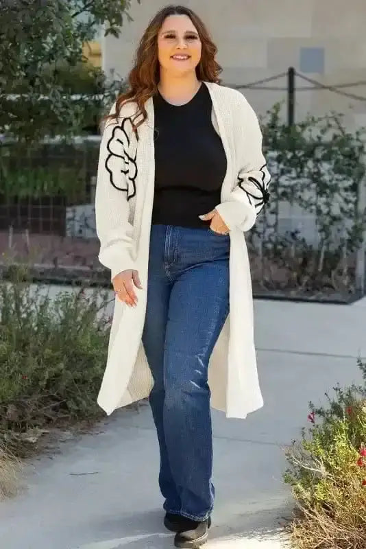 Embroidered Floral Duster Cardigan Women UK