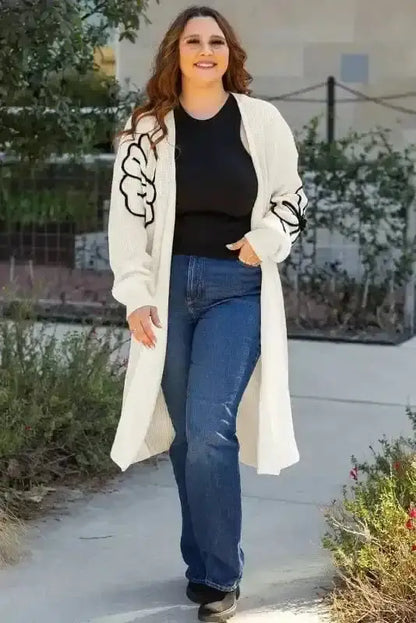 Embroidered Floral Duster Cardigan Women UK