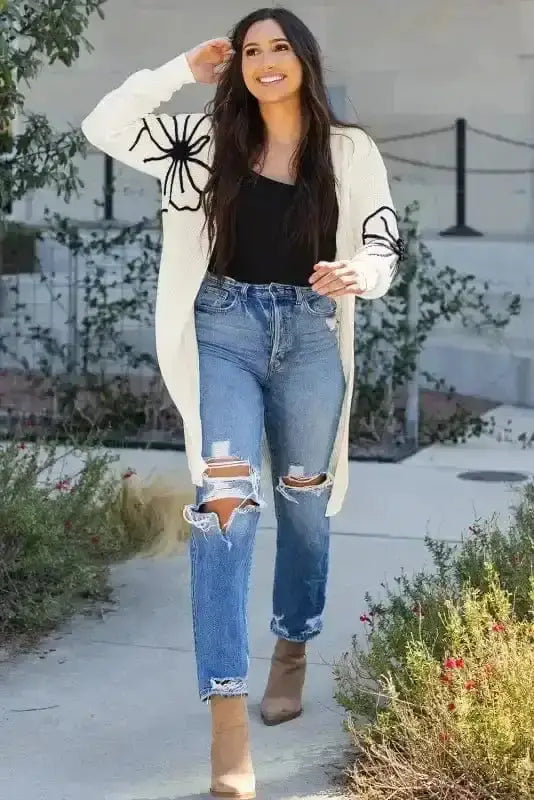 Embroidered Floral Duster Cardigan Women UK