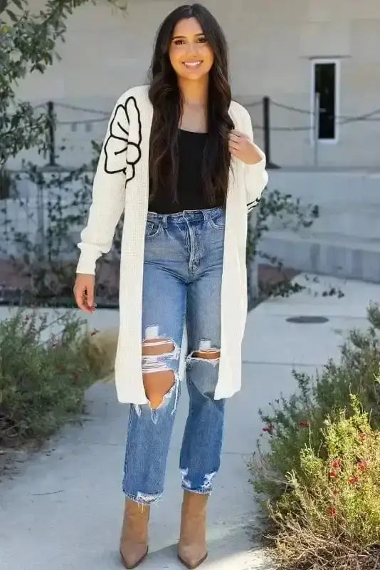 Embroidered Floral Duster Cardigan Women UK
