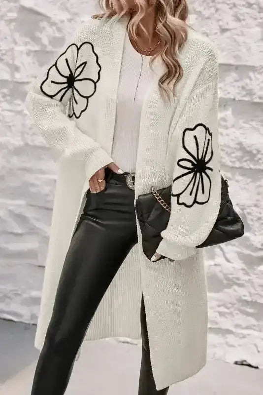 Embroidered Floral Duster Cardigan Women UK