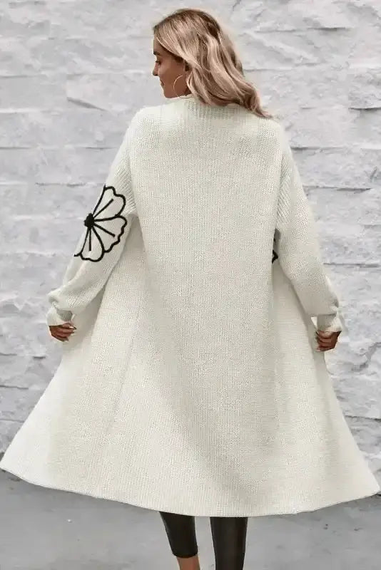 Embroidered Floral Duster Cardigan Women UK