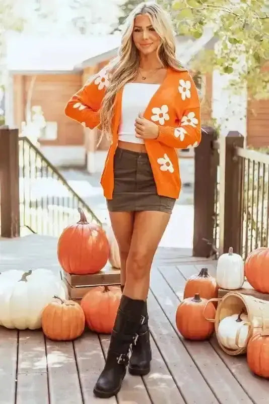 Floral Loose Open Front Cardigan Women UK