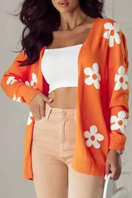 Floral Loose Open Front Cardigan Women UK