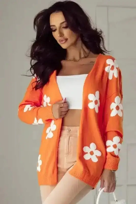 Floral Loose Open Front Cardigan Women UK