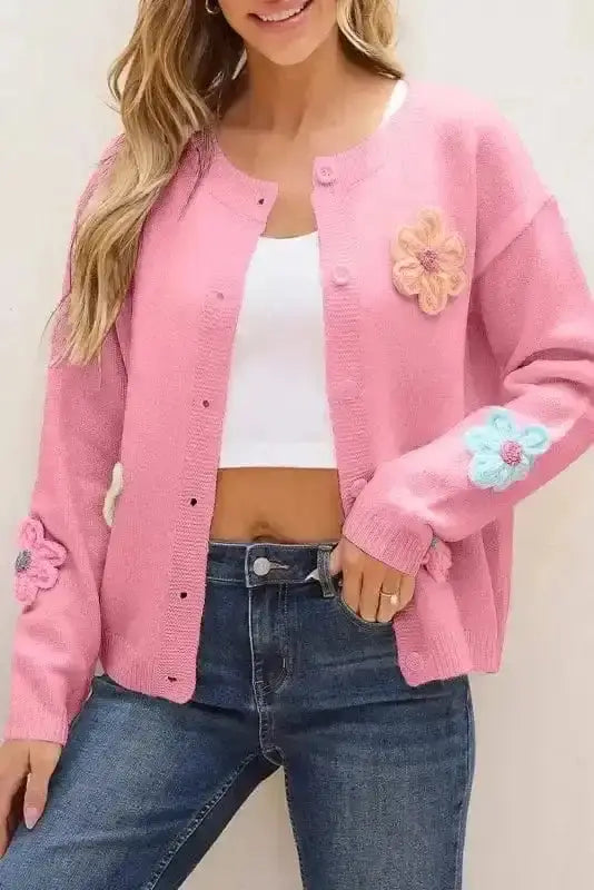 Flower Patch Knit Cardigan Women UK